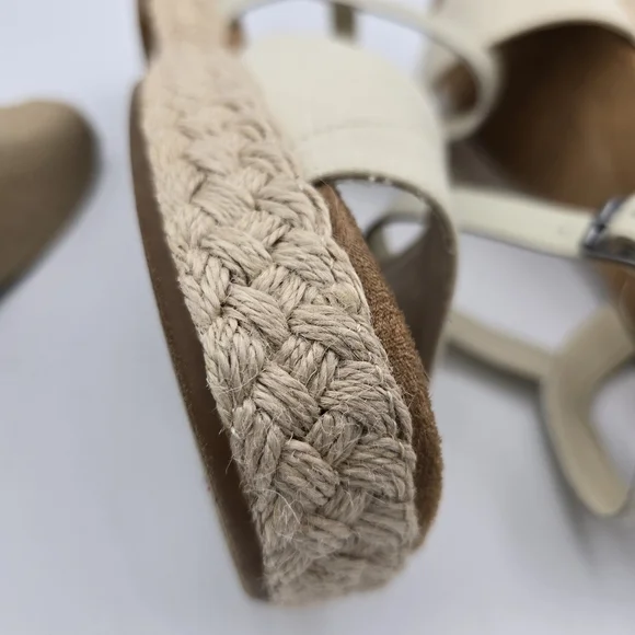 NWT TOMS Abby Flatform Espadrille Sandals, Leather Natural Woven , Women's 11 - Picture 14 of 16